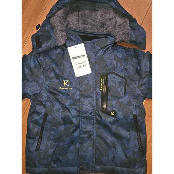 NWT Keevoom Boys Winter Ski Jacket Windproof Kids Fleece Snow Coat Hood Size 4-5 - Picture 6 of 11